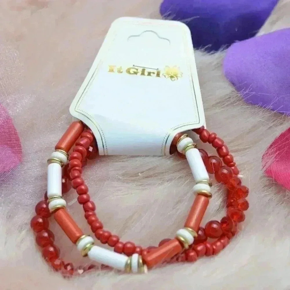 Beaded Bracelet set Red